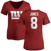 Daniel Jones Women's New York Giants Name & Number Logo Slim Fit T-Shirt - Red