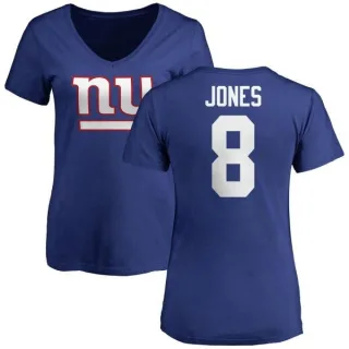 Daniel Jones Women's New York Giants Name & Number Logo Slim Fit T-Shirt - Royal