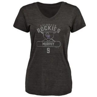 Daniel Murphy Women's Colorado Rockies Base Runner Tri-Blend T-Shirt - Black