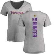 Danielle Hunter Women's Minnesota Vikings Backer V-Neck T-Shirt - Ash