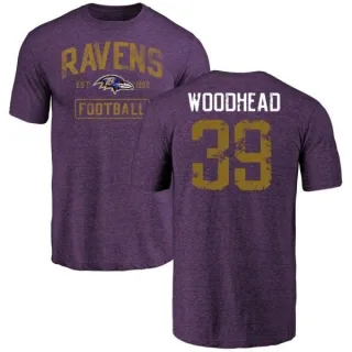 Danny Woodhead Baltimore Ravens Purple Distressed Name & Number Tri-Blend T-Shirt