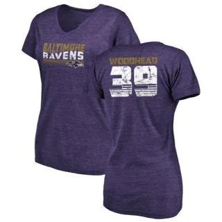 Danny Woodhead Women's Baltimore Ravens Retro Tri-Blend V-Neck T-Shirt - Purple