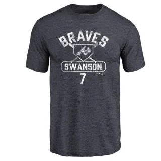 Dansby Swanson Atlanta Braves Base Runner Tri-Blend T-Shirt - Navy