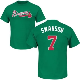 Dansby Swanson Atlanta Braves St. Patrick's Day Name & Number T-Shirt - Green