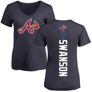 Dansby Swanson Women's Atlanta Braves Backer Slim Fit T-Shirt - Navy