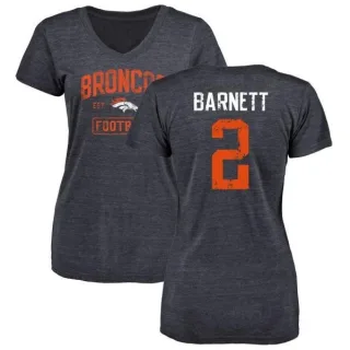 Dante Barnett Women's Denver Broncos Navy Distressed Name & Number Tri-Blend V-Neck T-Shirt