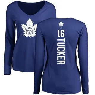 Darcy Tucker Women's Toronto Maple Leafs Backer V-Neck Long-Sleeve T-Shirt - Royal