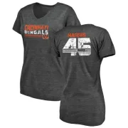 Darien Harris Women's Cincinnati Bengals Retro Tri-Blend V-Neck T-Shirt - Black