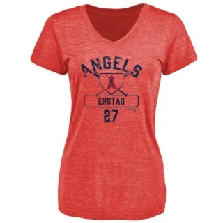 Darin Erstad Women's Los Angeles Angels Base Runner Tri-Blend T-Shirt - Red