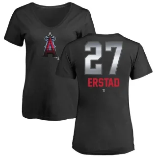 Darin Erstad Women's Los Angeles Angels Midnight Mascot V-Neck T-Shirt - Black