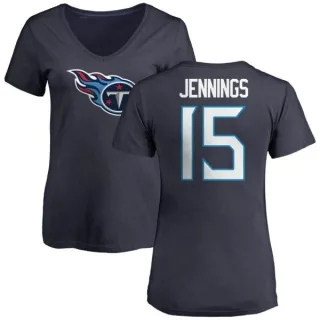 Darius Jennings Women's Tennessee Titans Name & Number Logo Slim Fit T-Shirt - Navy