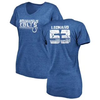 Darius Leonard Women's Indianapolis Colts Retro Tri-Blend V-Neck T-Shirt - Royal