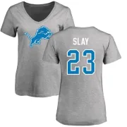 Darius Slay Women's Detroit Lions Name & Number Logo Slim Fit T-Shirt - Ash