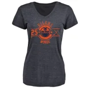 Darnell Nurse Women's Edmonton Oilers Insignia Tri-Blend V-Neck T-Shirt - Navy