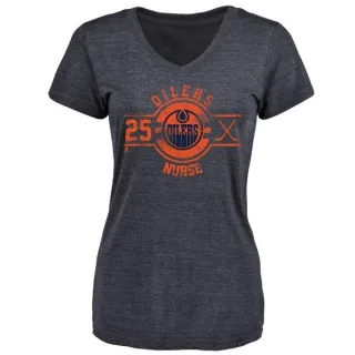 Darnell Nurse Women's Edmonton Oilers Insignia Tri-Blend V-Neck T-Shirt - Navy