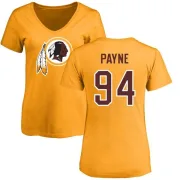 Daron Payne Women's Washington Redskins Name & Number Logo Slim Fit T-Shirt - Gold