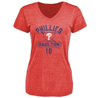 Darren Daulton Women's Philadelphia Phillies Base Runner Tri-Blend T-Shirt - Red