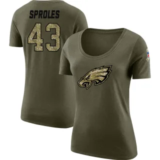 Darren Sproles Women's Philadelphia Eagles Salute to Service Olive Legend Scoop Neck T-Shirt