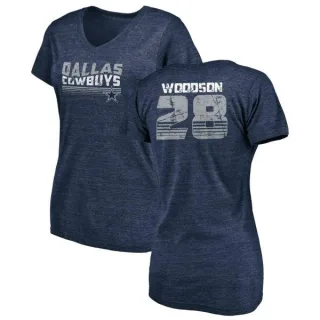 Darren Woodson Women's Dallas Cowboys Retro Tri-Blend V-Neck T-Shirt - Navy