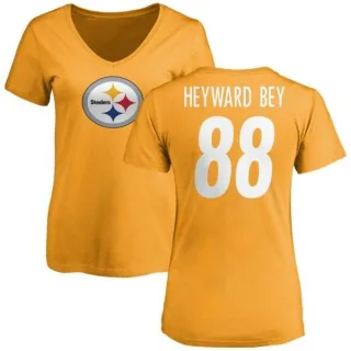 Darrius Heyward-Bey Women's Pittsburgh Steelers Name & Number Logo Slim Fit T-Shirt - Gold