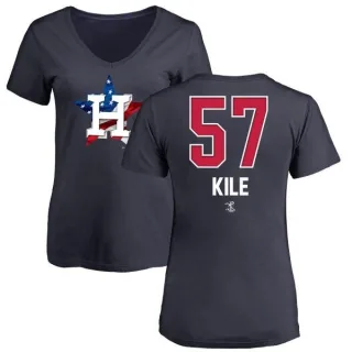 Darryl Kile Women's Houston Astros Name and Number Banner Wave V-Neck T-Shirt - Navy