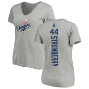 Darryl Strawberry Women's Los Angeles Dodgers Backer Slim Fit T-Shirt - Ash