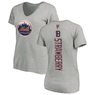 Darryl Strawberry Women's New York Mets Backer Slim Fit T-Shirt - Ash