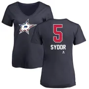 Darryl Sydor Women's Dallas Stars Name and Number Banner Wave V-Neck T-Shirt - Navy