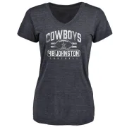 Daryl Johnston Women's Dallas Cowboys Flanker Tri-Blend T-Shirt - Navy