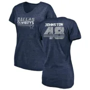 Daryl Johnston Women's Dallas Cowboys Retro Tri-Blend V-Neck T-Shirt - Navy