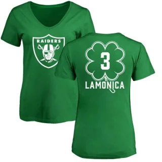 Daryle Lamonica Women's Oakland Raiders Green St. Patrick's Day Name & Number V-Neck T-Shirt