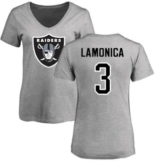 Daryle Lamonica Women's Oakland Raiders Name & Number Logo Slim Fit T-Shirt - Ash