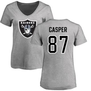 Dave Casper Women's Oakland Raiders Name & Number Logo Slim Fit T-Shirt - Ash