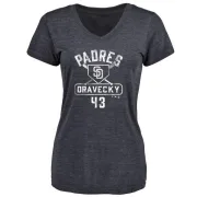 Dave Dravecky Women's San Diego Padres Base Runner Tri-Blend T-Shirt - Navy