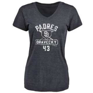 Dave Dravecky Women's San Diego Padres Base Runner Tri-Blend T-Shirt - Navy