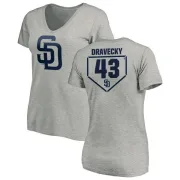 Dave Dravecky Women's San Diego Padres RBI Slim Fit V-Neck T-Shirt - Heathered Gray