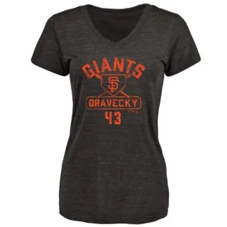 Dave Dravecky Women's San Francisco Giants Base Runner Tri-Blend T-Shirt - Black