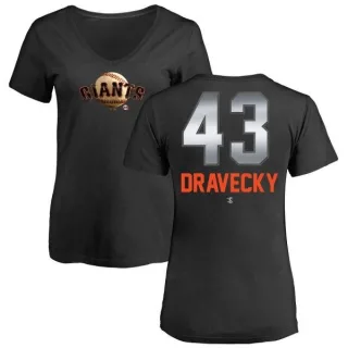 Dave Dravecky Women's San Francisco Giants Midnight Mascot V-Neck T-Shirt - Black