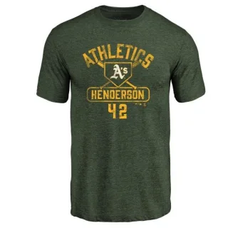 Dave Henderson Oakland Athletics Base Runner Tri-Blend T-Shirt - Green