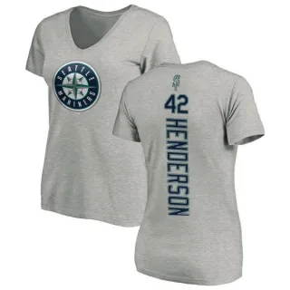 Dave Henderson Women's Seattle Mariners Backer Slim Fit T-Shirt - Ash