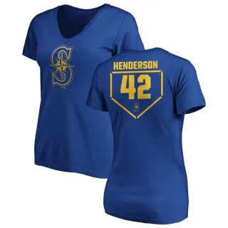 Dave Henderson Women's Seattle Mariners RBI Slim Fit V-Neck T-Shirt - Royal