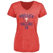 Dave Hollins Women's Philadelphia Phillies Base Runner Tri-Blend T-Shirt - Red