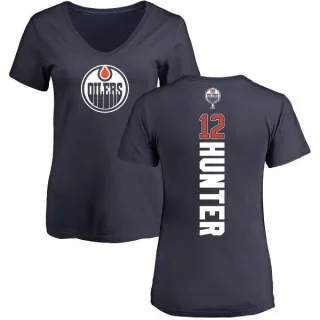 Dave Hunter Women's Edmonton Oilers Backer Slim Fit V-Neck T-Shirt - Navy