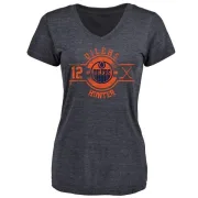 Dave Hunter Women's Edmonton Oilers Insignia Tri-Blend V-Neck T-Shirt - Navy