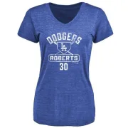 Dave Roberts Women's Los Angeles Dodgers Base Runner Tri-Blend T-Shirt - Royal