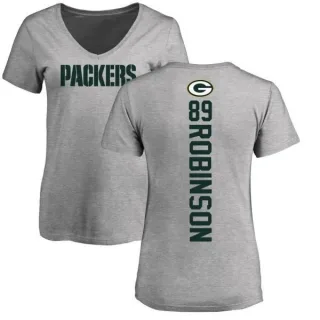 Dave Robinson Women's Green Bay Packers Backer V-Neck T-Shirt - Ash