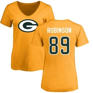 Dave Robinson Women's Green Bay Packers Name & Number Logo Slim Fit T-Shirt - Gold