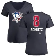 Dave Schultz Women's Pittsburgh Penguins Name and Number Banner Wave V-Neck T-Shirt - Navy