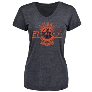 Dave Semenko Women's Edmonton Oilers Insignia Tri-Blend T-Shirt - Royal