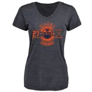 Dave Semenko Women's Edmonton Oilers Insignia Tri-Blend V-Neck T-Shirt - Navy